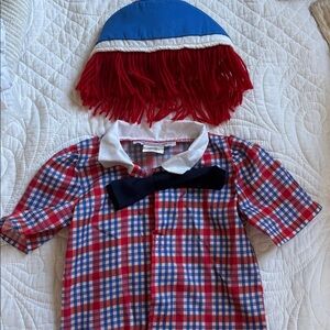 Kids Red & Blue Plaid Costume with Red Yarn Hat